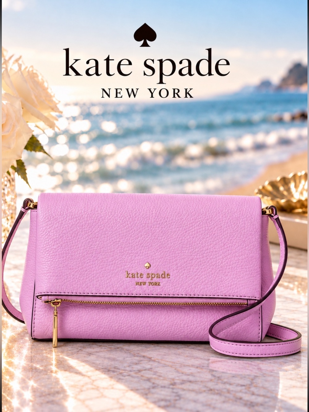 kate spade Pink Leather Shoulder Bag with Gold Hardware NWT